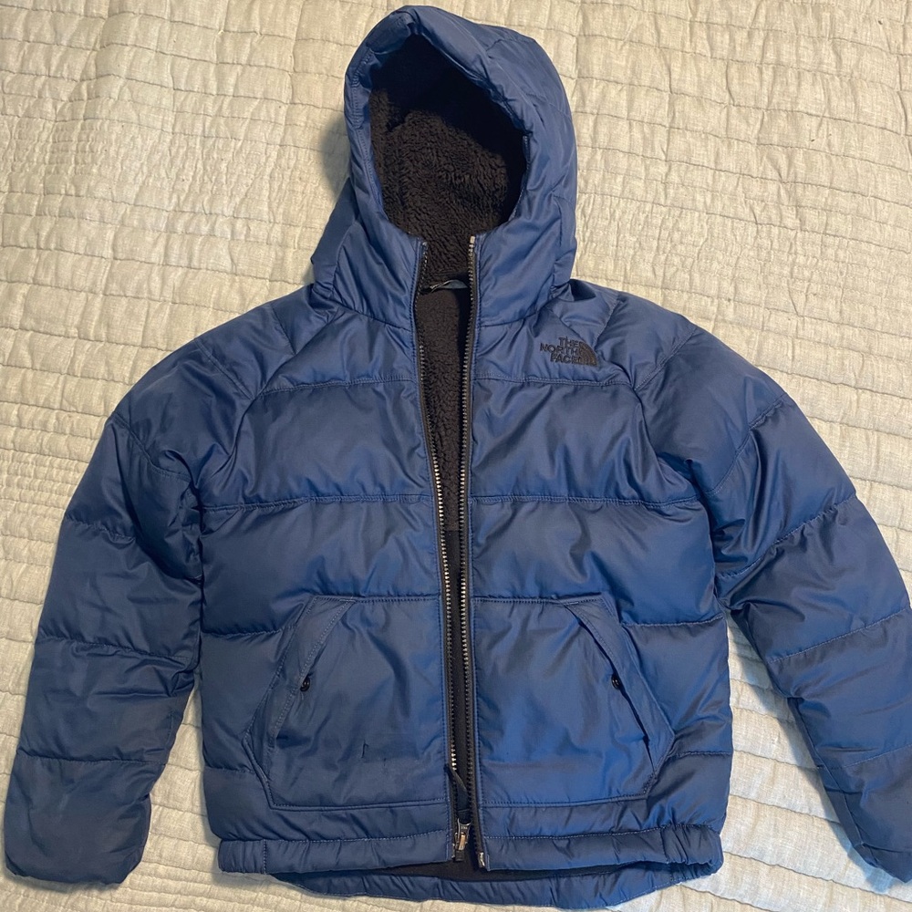 The North Face boys winter coat, small (7/8), dark blue